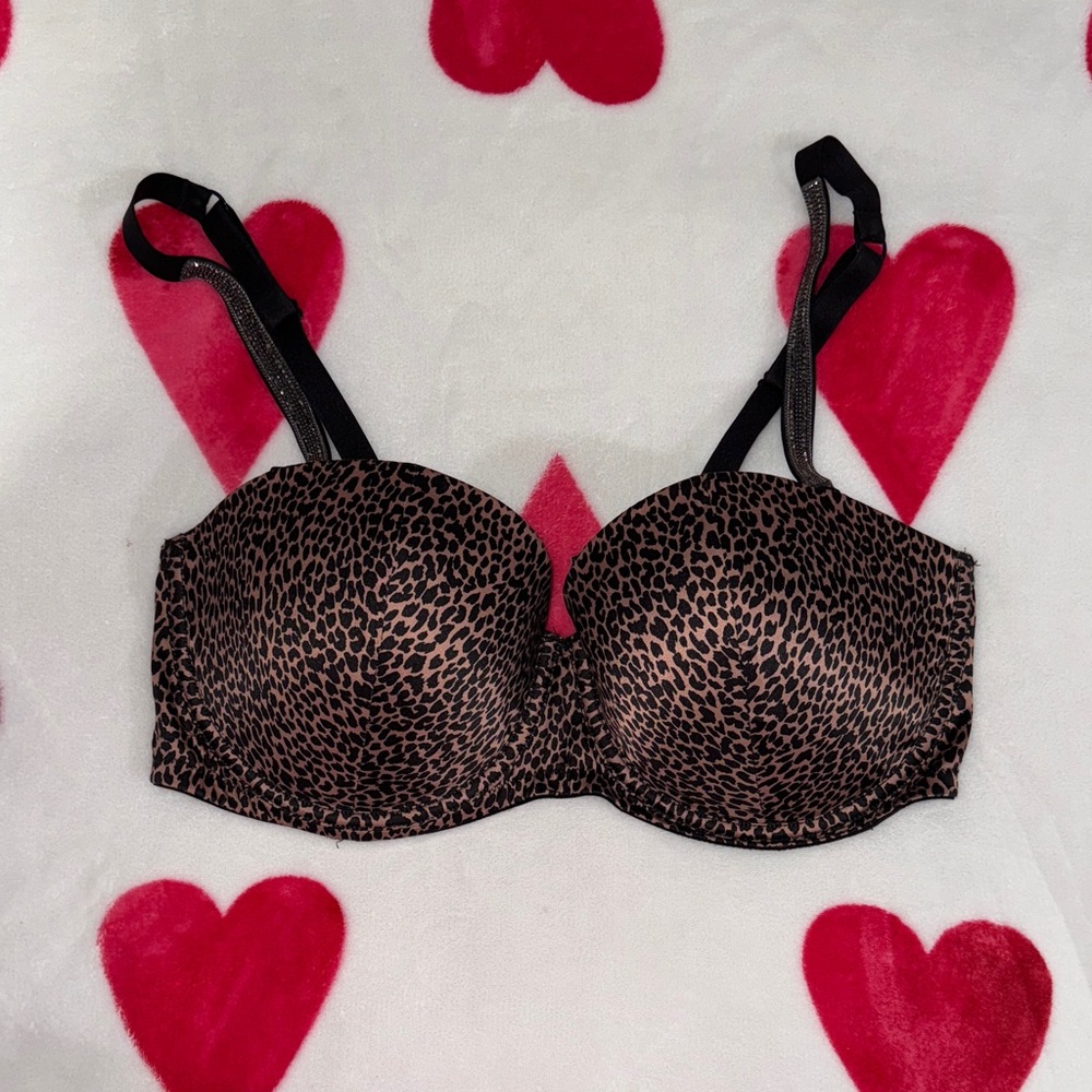 Victoria's Secret Black and Brown Leopard Bra